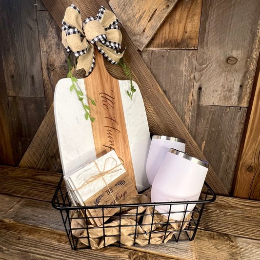 Acopa marble & Acacia Basket Set